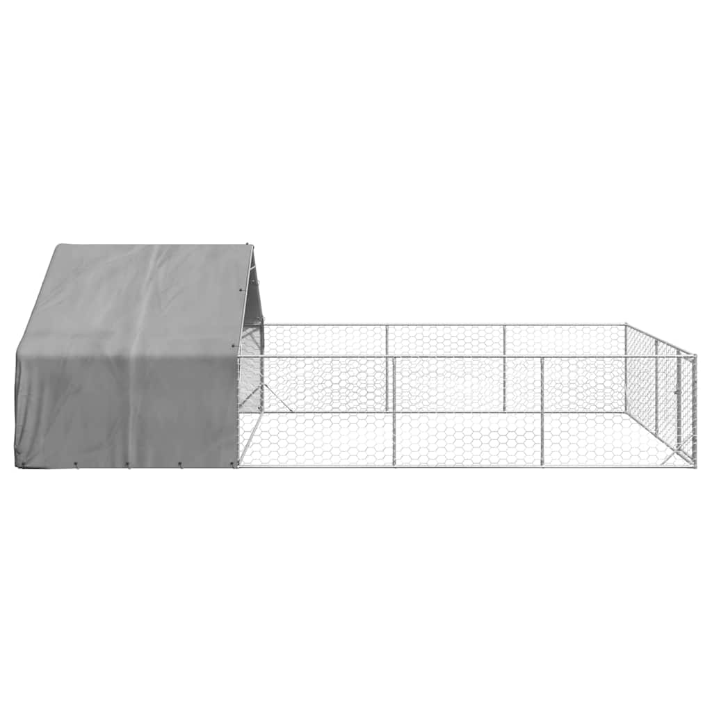 Outdoor Dog Kennel with Run 7x3x1.9 m Galvanised Steel