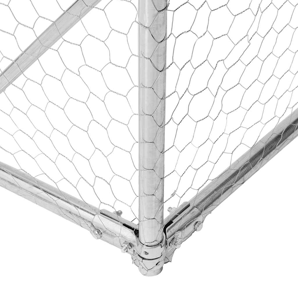 Outdoor Dog Kennel with Run 7x3x1.9 m Galvanised Steel