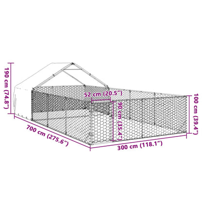 Outdoor Dog Kennel with Run 7x3x1.9 m Galvanised Steel