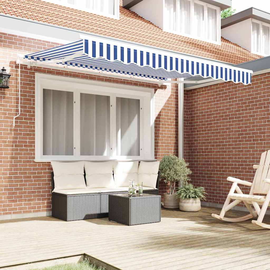 Awning Replacement Fabric Blue and White 3 x 2 m Polyester
