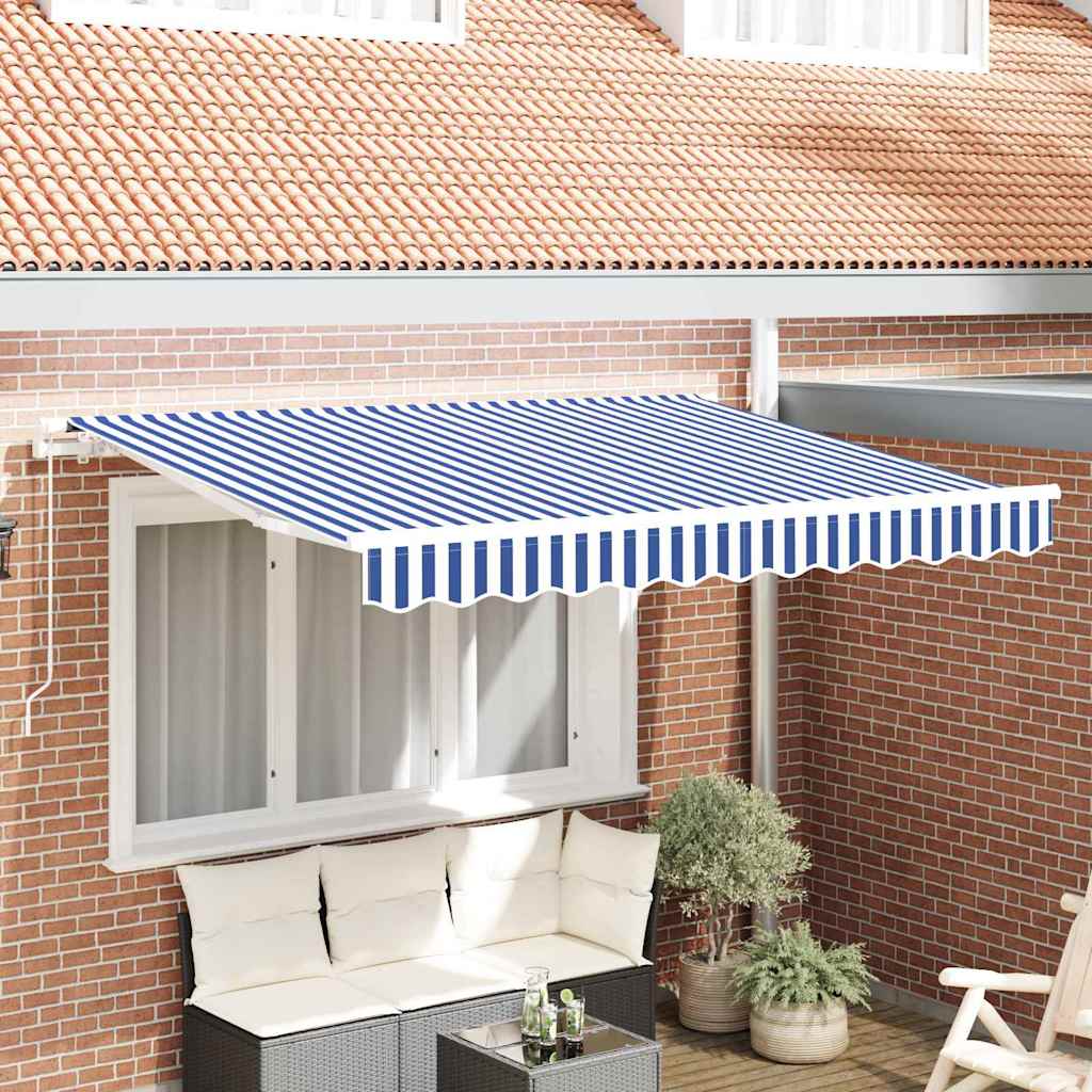 Awning Replacement Fabric Blue and White 3.5 x 2 m Polyester