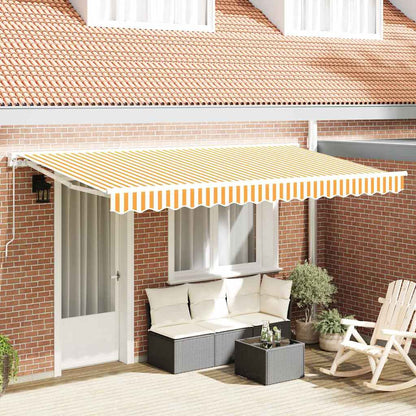 Awning Replacement Fabric Yellow and White 4 x 2 m Polyester