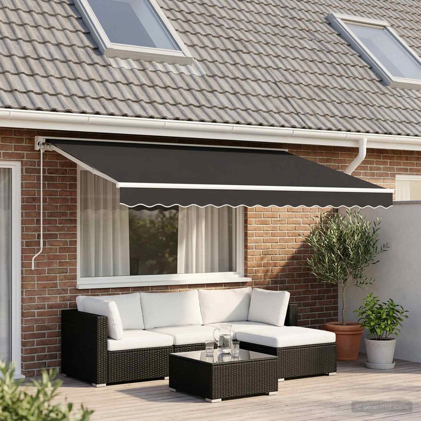 Awning Canopy Replacement for 4x2 m Anthracite Polyester