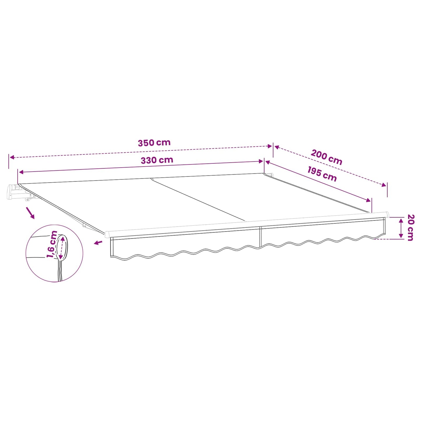 Awning Canopy Replacement for 3.5x2 m Beige Polyester