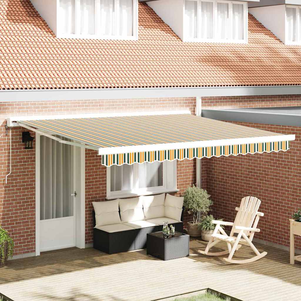 Awning Replacement Fabric Green and yellow 4 x 3.5 m Polyester