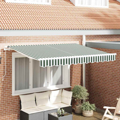 Awning Replacement Fabric Green and White 2.5 x 2 m Polyester