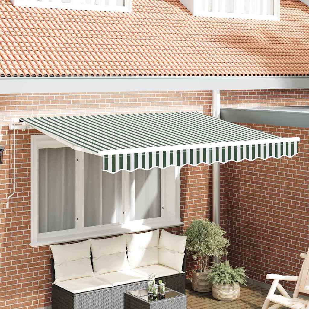 Awning Replacement Fabric Green and White 3.5 x 2 m Polyester
