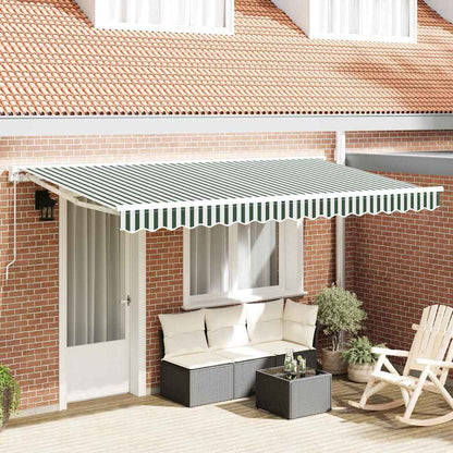 Awning Replacement Fabric Green and White 4 x 2 m Polyester