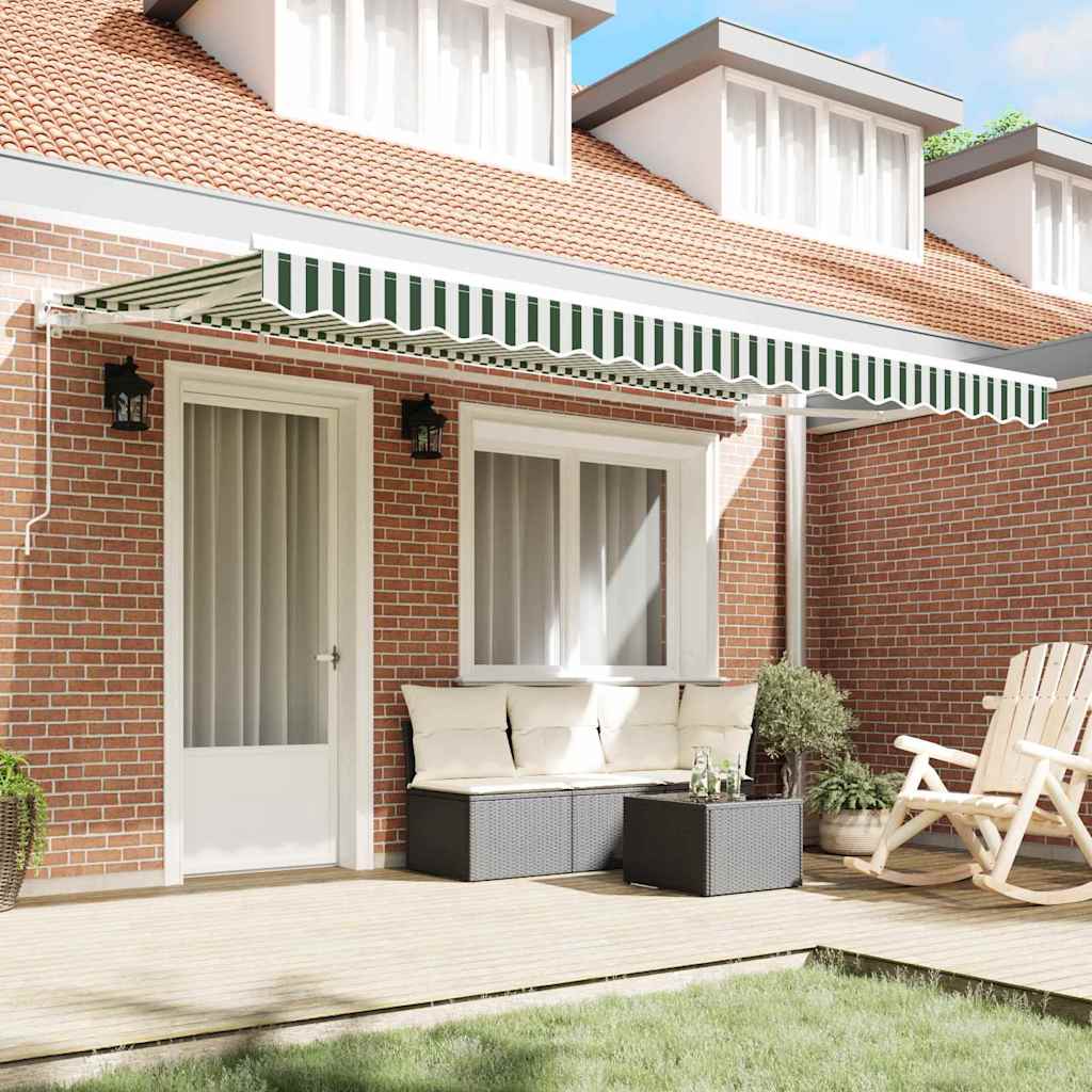 Awning Replacement Fabric Green and White 4 x 2 m Polyester