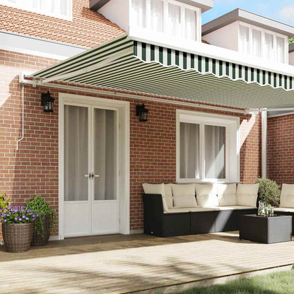 Awning Replacement Fabric Green and White 5 x 3.5 m Polyester
