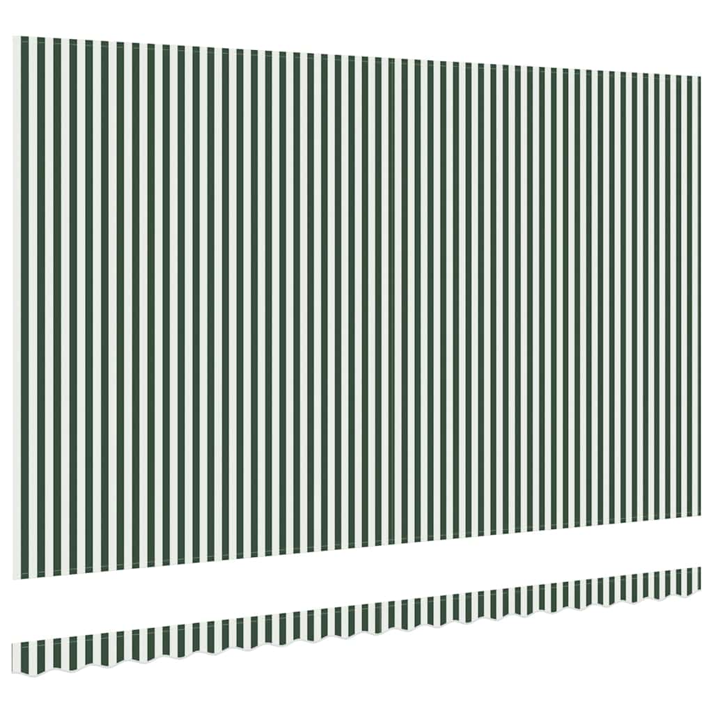 Awning Replacement Fabric Green and White 5 x 3.5 m Polyester