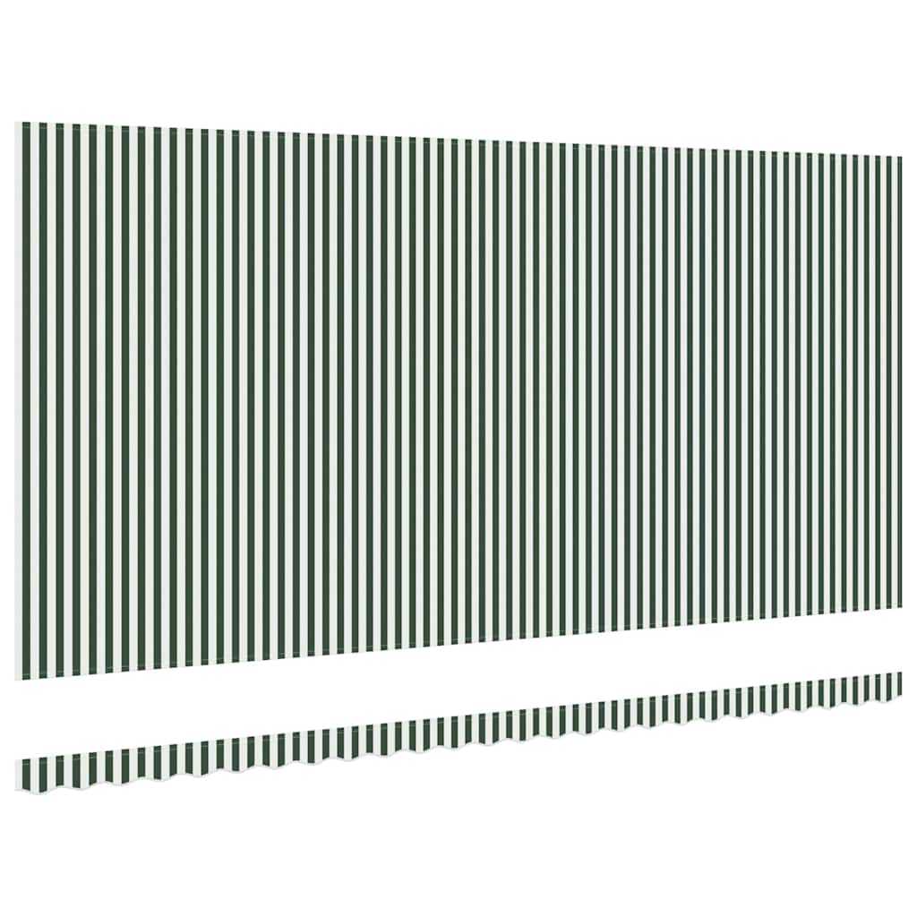 Awning Replacement Fabric Green and White 6 x 3.5 m Polyester