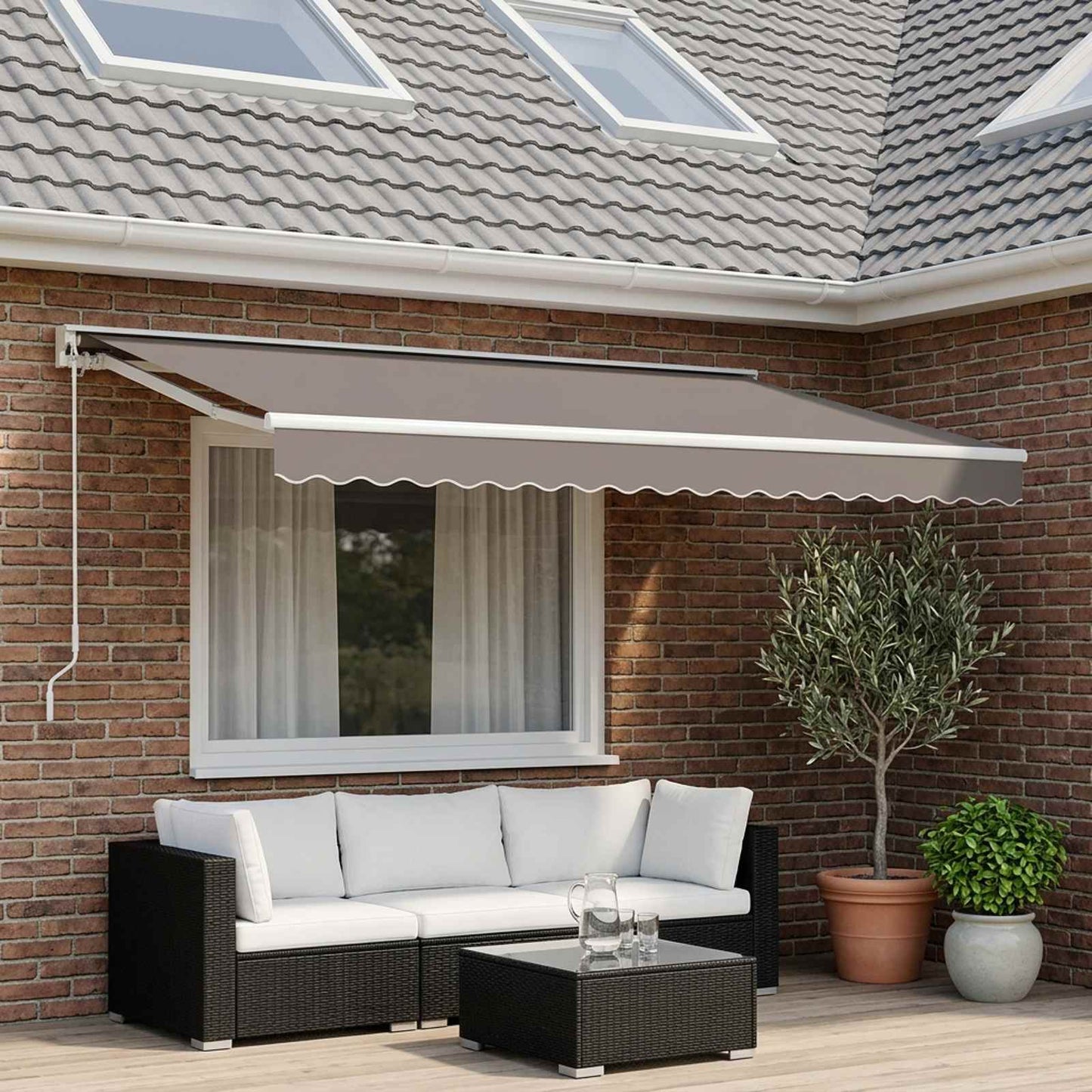 Awning Valance Replacement for 4.5 m Light Grey Polyester