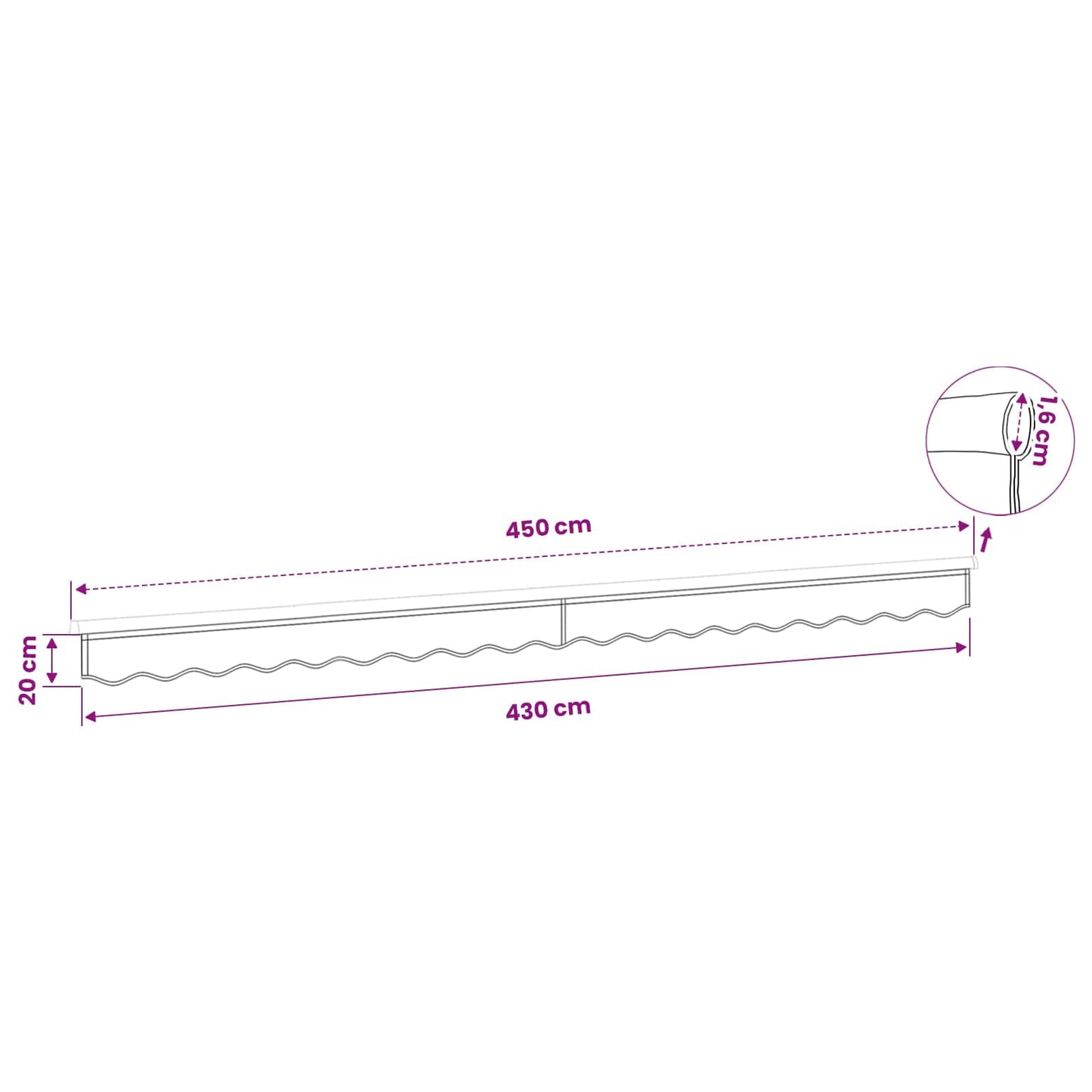 Awning Valance Replacement for 4.5 m Light Grey Polyester