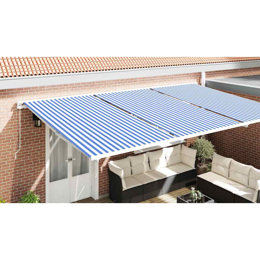 Awning Replacement Fabric Blue and White 1000 x 160 cm