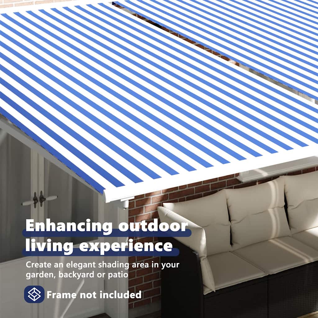 Awning Replacement Fabric Blue and White 1000 x 160 cm