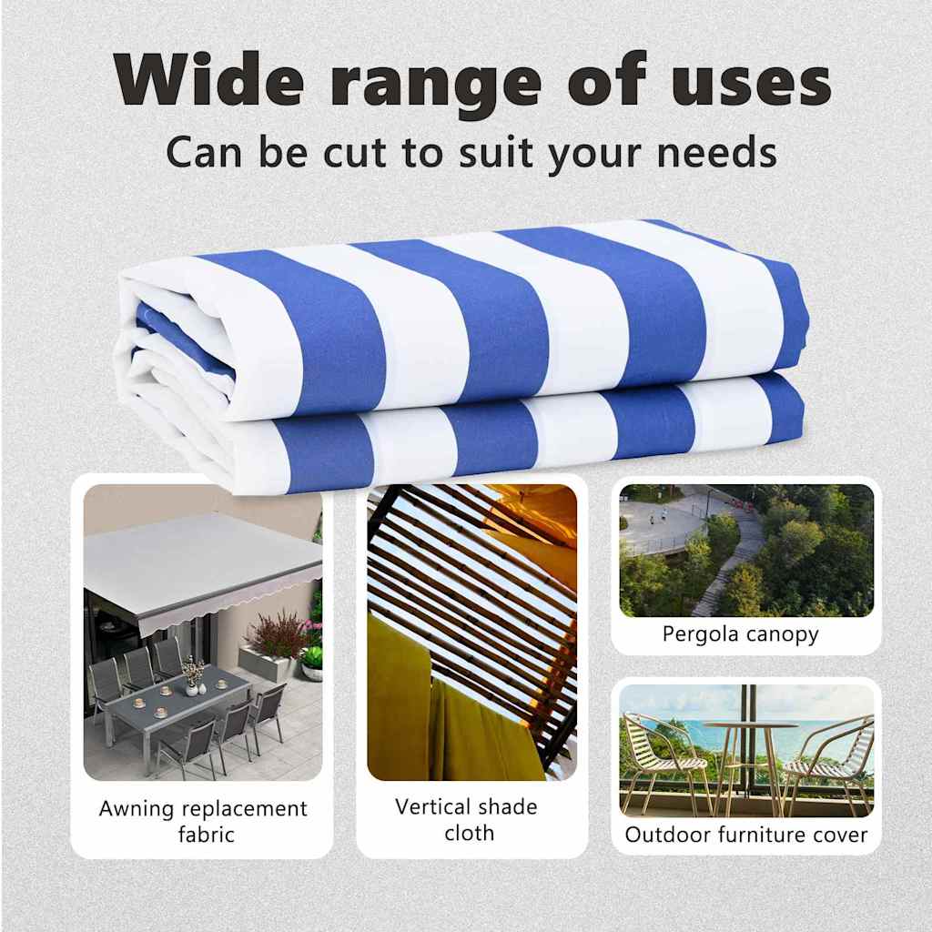 Awning Replacement Fabric Blue and White 1000 x 160 cm