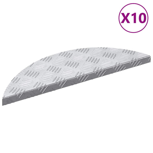 Stair Tread 10 pcs 60 x 18 x 2.5 cm Silver Aluminium Crescent