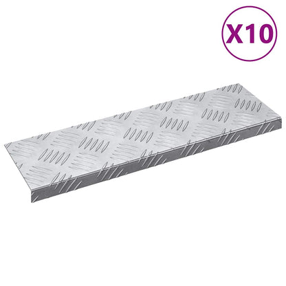 Stair Tread 10 pcs Silver 60 x 18 x 2.5 cm Aluminium