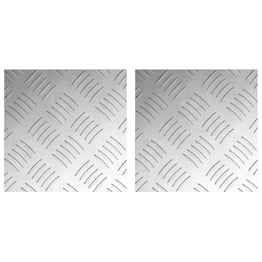 Stair Tread 2 pcs 20 x 20 cm Silver Aluminium Square