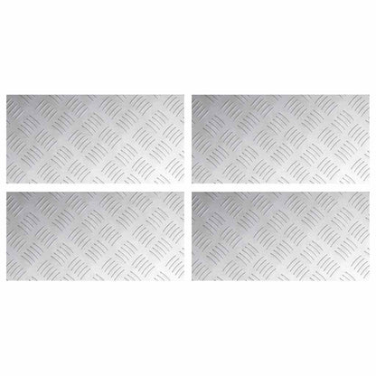 Stair Tread Rectangular 4 pcs Silver 40 x 20 cm Aluminium
