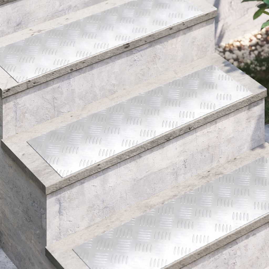 Stair Tread Rectangular 2 pcs Silver 70 x 20 cm Aluminium