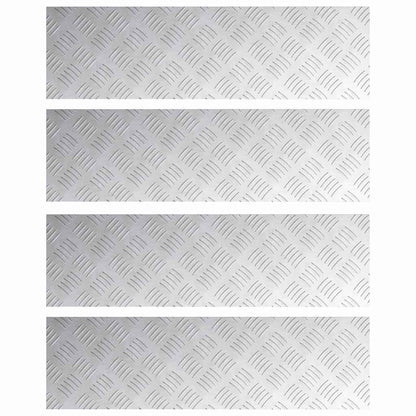 Stair Tread Rectangular 4 pcs Silver 70 x 20 cm Aluminium