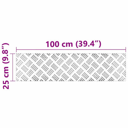 Stair Tread Rectangular 2 pcs Silver 100 x 25 cm Aluminium