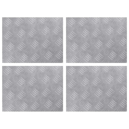 Stair Tread Rectangular 4 pcs Silver 40 x 30 cm Aluminium
