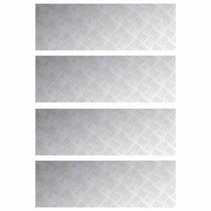 Stair Tread Rectangular 4 pcs Silver 90 x 30 cm Aluminium