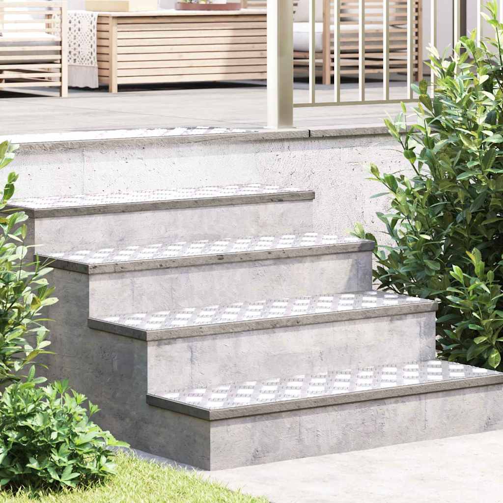 Stair Tread Rectangular 2 pcs Silver 100 x 30 cm Aluminium
