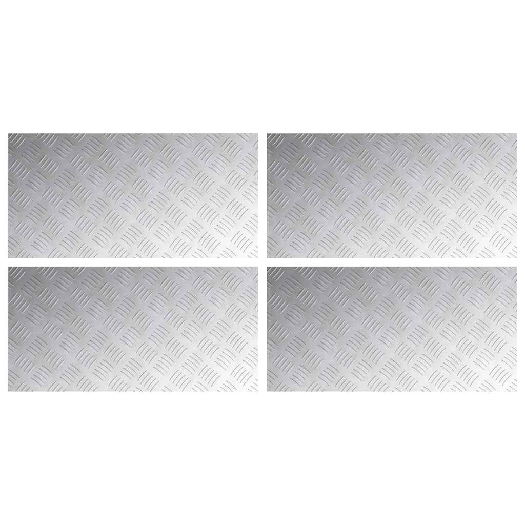 Stair Tread Rectangular 4 pcs Silver 80 x 40 cm Aluminium