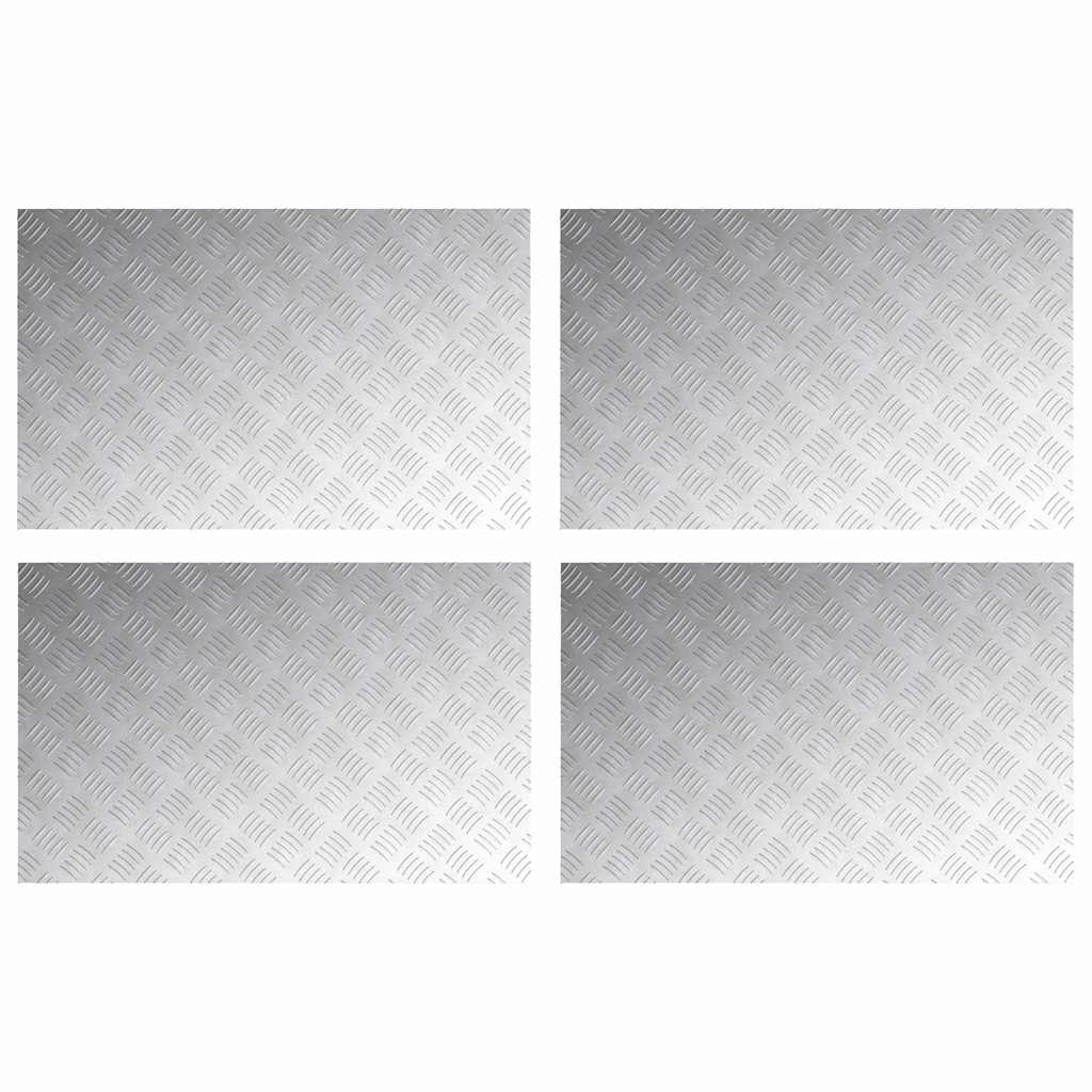 Stair Tread Rectangular 4 pcs Silver 80 x 50 cm Aluminium
