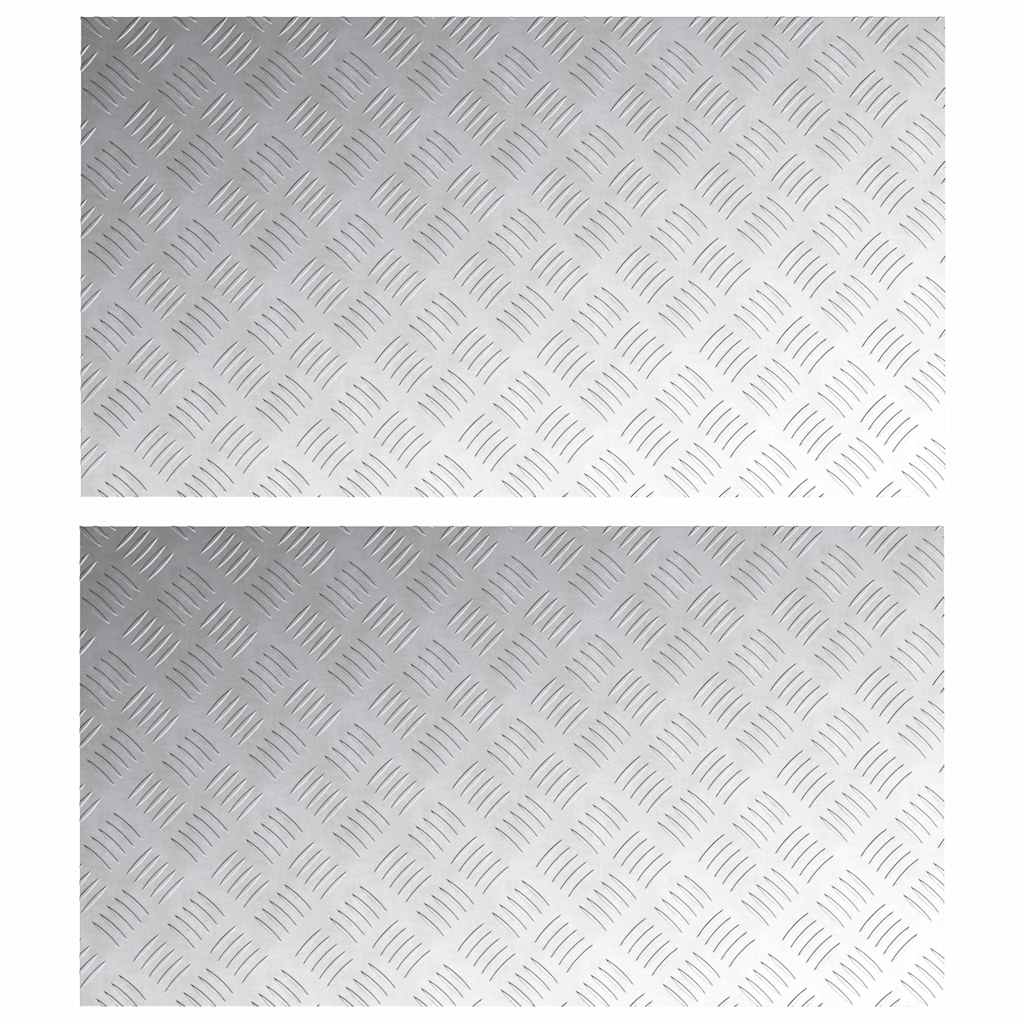 Stair Tread Rectangular 2 pcs Silver 90 x 50 cm Aluminium