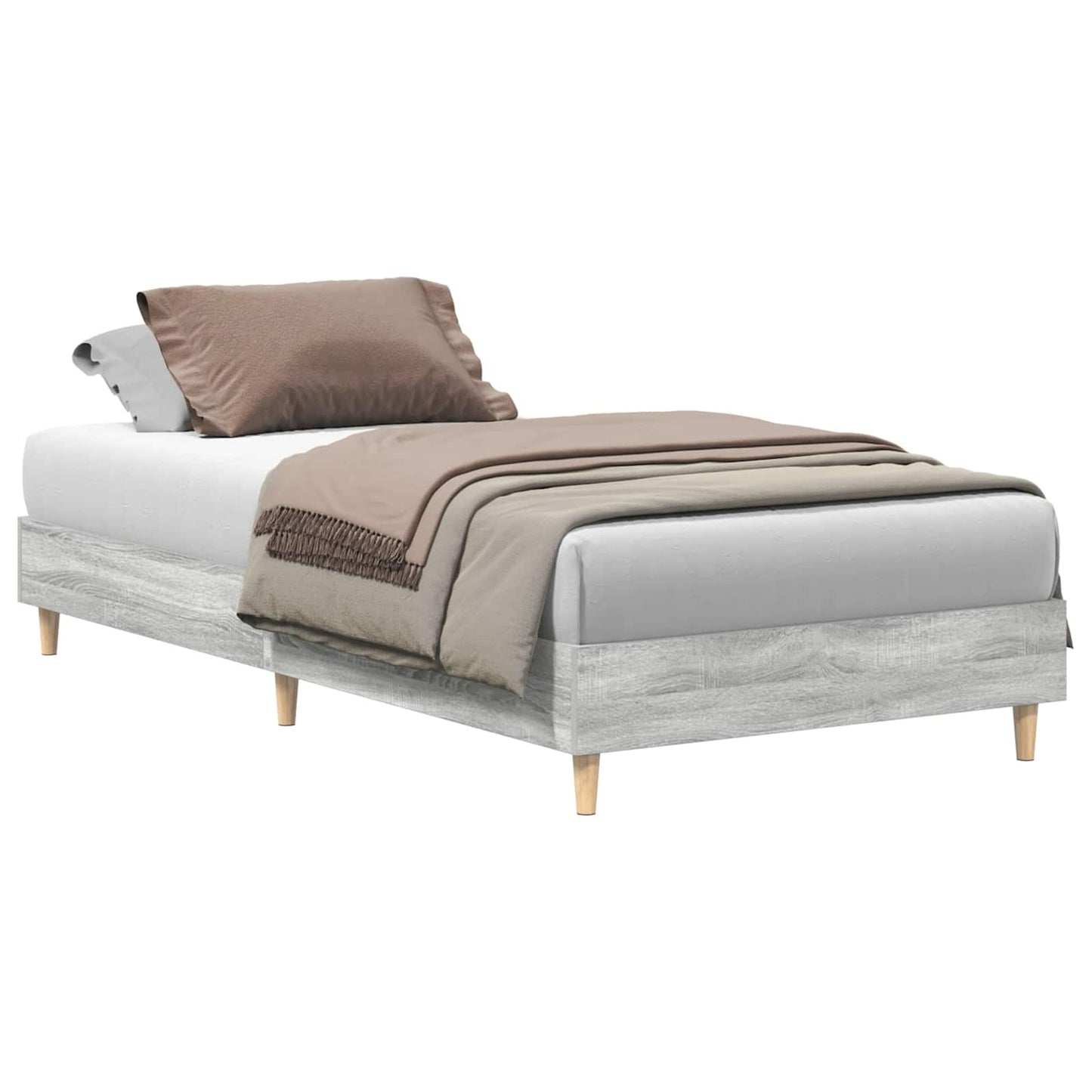 Bed Frame Grey Sonoma 203 x 93 x 25 cm Engineered Wood