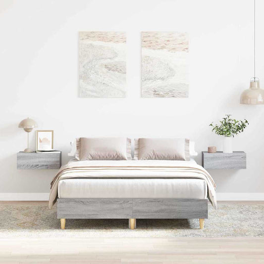 Bed Frame Grey Sonoma 193 x 123 x 25 cm Engineered Wood