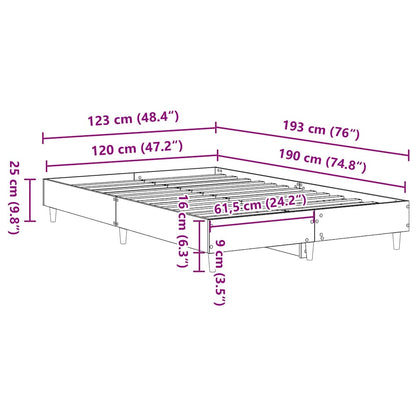 Bed Frame Grey Sonoma 193 x 123 x 25 cm Engineered Wood