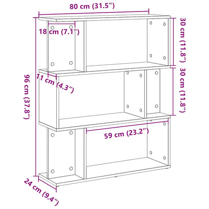 Bookcase Black Oak 80x24x96 cm Engineered Wood