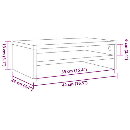 Monitor Stand Black Oak 42x24x13 cm Engineered Wood