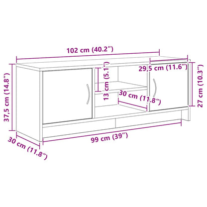 TV Cabinet Black Oak 102x30x37.5 cm Engineered Wood