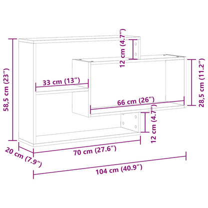 Wall Shelf Black Oak 104x20x58.5 cm Engineered Wood
