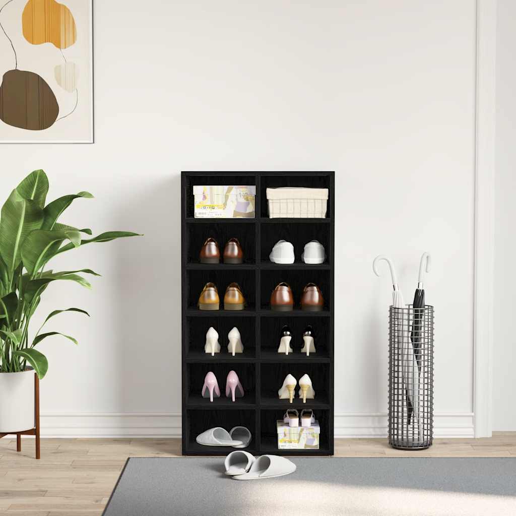Shoe Rack Black Oak 54x34x100.5 cm Engineered Wood
