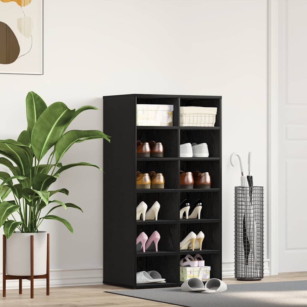 Shoe Rack Black Oak 54x34x100.5 cm Engineered Wood