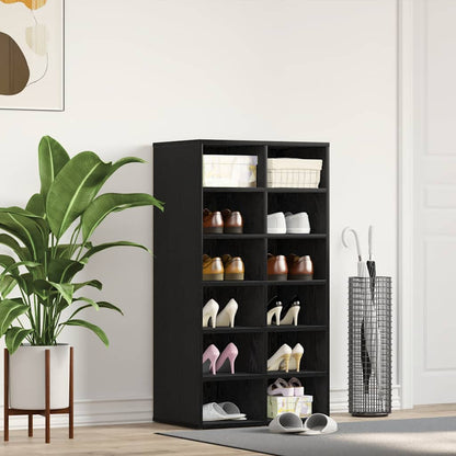 Shoe Rack Black Oak 54x34x100.5 cm Engineered Wood