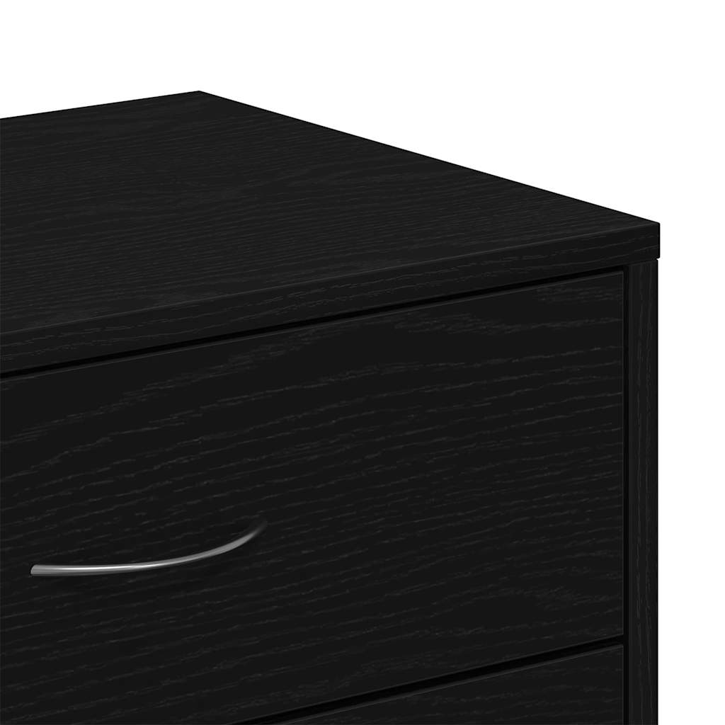 Sideboard with 6 Drawers Black Oak 50x34x96 cm Engineered Wood