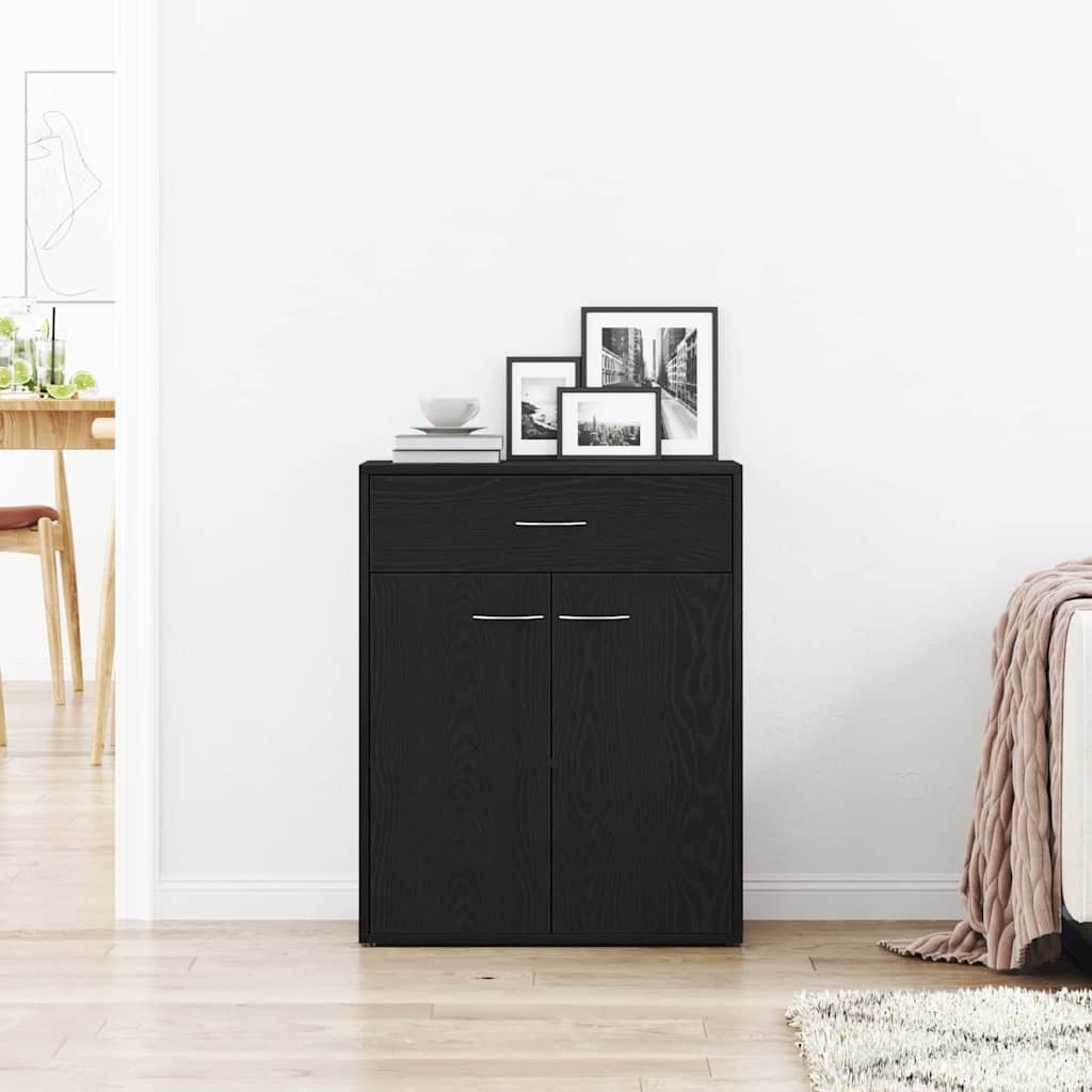 Sideboard with Drawer Black Oak 60 x 30 x 75 cm Engineered Wood