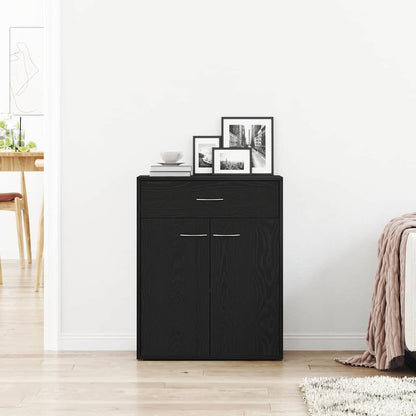 Sideboard with Drawer Black Oak 60 x 30 x 75 cm Engineered Wood