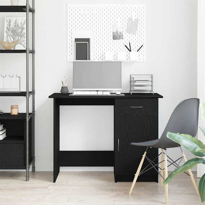 Desk with Drawer Black Oak 100 x 50 x 76 cm Engineered Wood