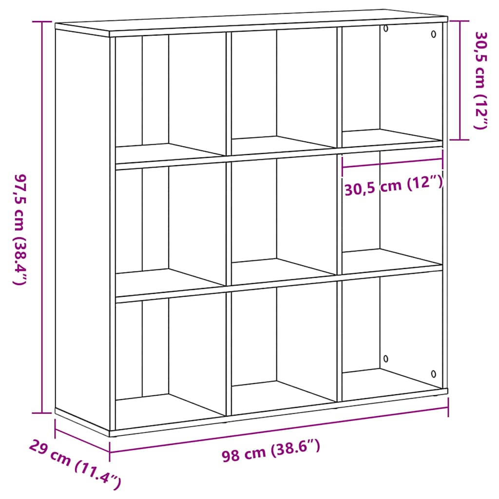 Book Cabinet Black Oak 98x29x97.5 cm Engineered Wood