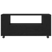 TV Cabinet with Wheels Black Oak 102x34.5x43 cm Engineered Wood